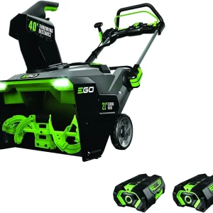 EGO Power+ SNT2112 21-Inch 56-Volt Lithium-Ion Cordless Snow Blower with Peak Power and Steel Auger - (2) 5.0Ah Batteries and Dual Port Charger Included