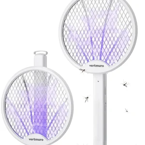 Electric Fly Swatter, 4000V Bug Zapper Racket 2-in-1 Foldable Fly Trap with USB Rechargeable Battery, UV Light, Mosquito Killer Zapper for Indoor and Outdoor