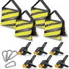 EMART 4 Packs Sand Bags Heavy Duty Sandbags Photography Accessories with 6 Spring Clamps for Backdrop Stand, Light Stand, Photo Tripod, Canopy Weights, Party Pop Up Tent, Fishing, Camping-Yellow