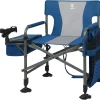 EVER ADVANCED Fishing Chair with Rod Holder and Cooler, All Terrain Ice Fishing Chair with Adjustable Feet, Mesh Back Folding Camping Chair with Shoulder Strap, Heavy Duty Supports 350LBS