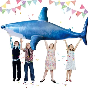 Extra Large Inflatable Shark Pool Toy,79inch Shark Pool Birthday Party Decorations,Blow Up Animal Party Favors Supplies Gift for Kids Adults