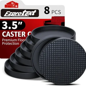 Ezprotekt 3.5 Inch Non Slip Rubber Furniture Pads for Hardwoods Floors, 8 Pack Round Non Skid Furniture Caster Cups Coasters, Furniture Feet Floor Protectors for Bed Sofa Table Couch (Black)