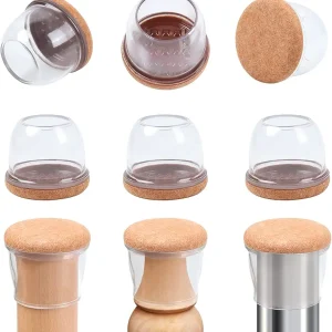 Ezprotekt 8 Pcs Extra Large Chair Leg Protectors with Felt, Silicone Felt Furniture Pads, Floor Protectors for Chair, Bar Stools Leg Protectors Caps, Table Leg Cups Covers (XL Fit: 1.4"-1.65", Clear)