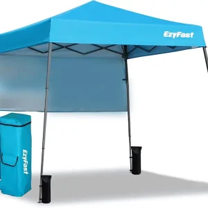 EzyFast Ultra Compact Backpack Canopy, Pop Up Shelter, Portable Sports Cabana, 7.5 x 7.5 ft Base / 6 x 6 ft top for Hiking, Camping, Fishing, Picnic, Family Outings