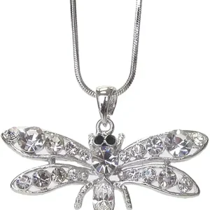 Fashion Jewelry ~ Clear Crystal Dragonfly Pendant Necklace for Women Casual