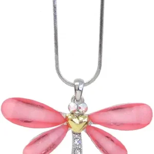 Fashion Jewelry ~ Pink Dragonfly Pendant Necklace for Women Casual