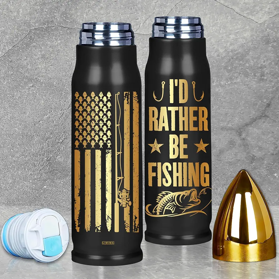 Fathers Day Fishing Gifts for Men, I'd Rather Be Fishing Tumbler Cup Mug, Gifts for Fisherman Fishermen Husband Dad Grandpa Friends, Fathers Day - Birthday Gift for Fishing Lovers