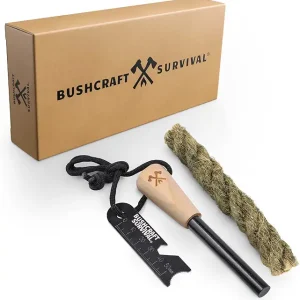 Ferro Rod Fire Starter Kit & Backpacking Multitool | Flint and Steel Striker | Waterproof Magnesium Farrow Rod Tool & Firestarter for Campfires