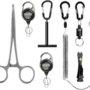 FF3 7 PCS Fly Fishing Tools Kit, Fishing Knot Tool and Line Clipper Retractor, Magnetic Net Release with Lanyard, Fly Fishing Tippet Spool Holder, Hook Remover Forceps