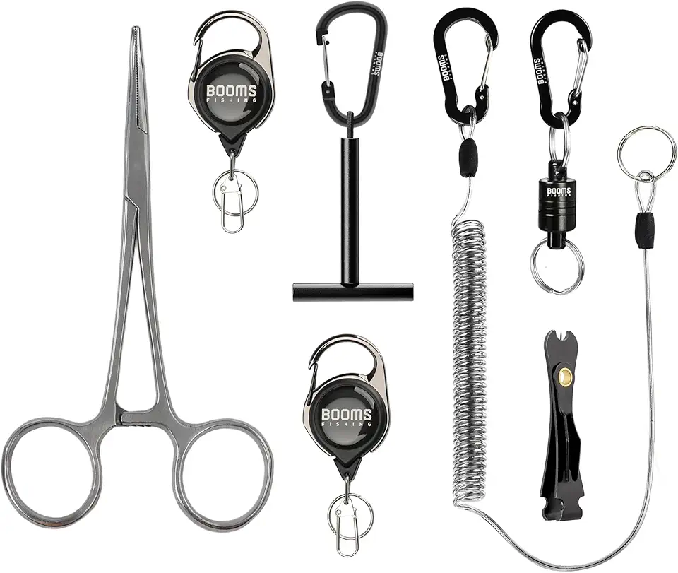 FF3 7 PCS Fly Fishing Tools Kit, Fishing Knot Tool and Line Clipper Retractor, Magnetic Net Release with Lanyard, Fly Fishing Tippet Spool Holder, Hook Remover Forceps
