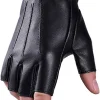 Fingerless Driving Gloves PU Faux Leather Outdoor Sport Half Finger Glove for Men Women Teens