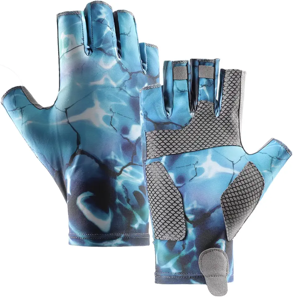 Fingerless Fishing Gloves, Men&Women, Sun Protection Gloves, UPF 50+ Sun UV Protection Gloves, Kayaking, Sailing, Rowing, Fly Fishing