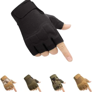 Fingerless Tactical Gloves, Knuckle Protective Breathable Lightweight Outdoor Military Gloves for Shooting, Hunting, Motorcycling, Climbing