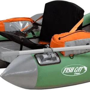 Fish Cat Cruzer 2-Chamber Durable Rowable Vinyl/PVC Boston Valve 250 Lbs Outdoor Water Sports Fishing Float Tube with 2-Piece Oars