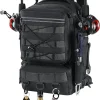 Fishing Backpack Sling Bag with Rod & Gear Holder, Nylon Waterproof Fishing Tackle Storage Bag for Fishing, Camping, Hiking, Hunting, Fishing Gifts for Men Father, Black