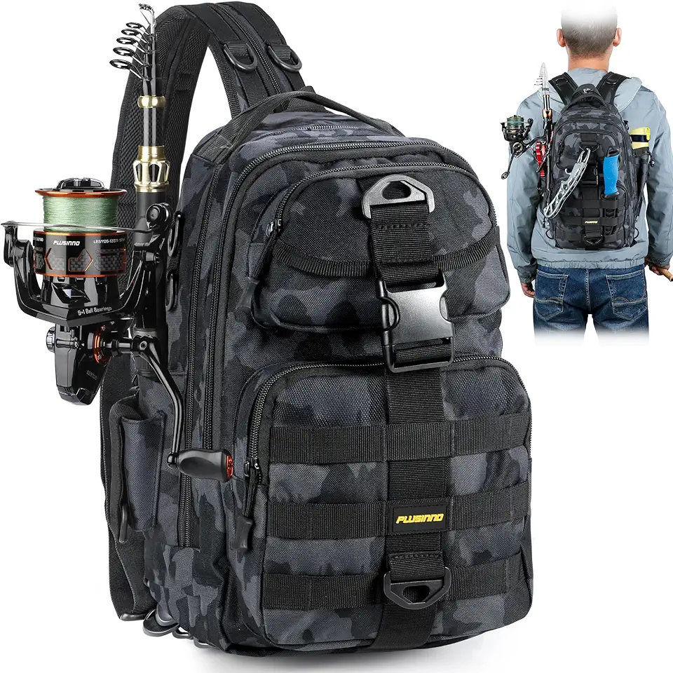 Fishing Backpack with Rod Holder, Water-Resistant Tackle Bag - Ideal Gifts for Men