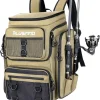 Fishing Backpack with Rod Holders Tackle Box, 42L Large Water-resistant Fishing Tackle Bag Store Fishing Gear