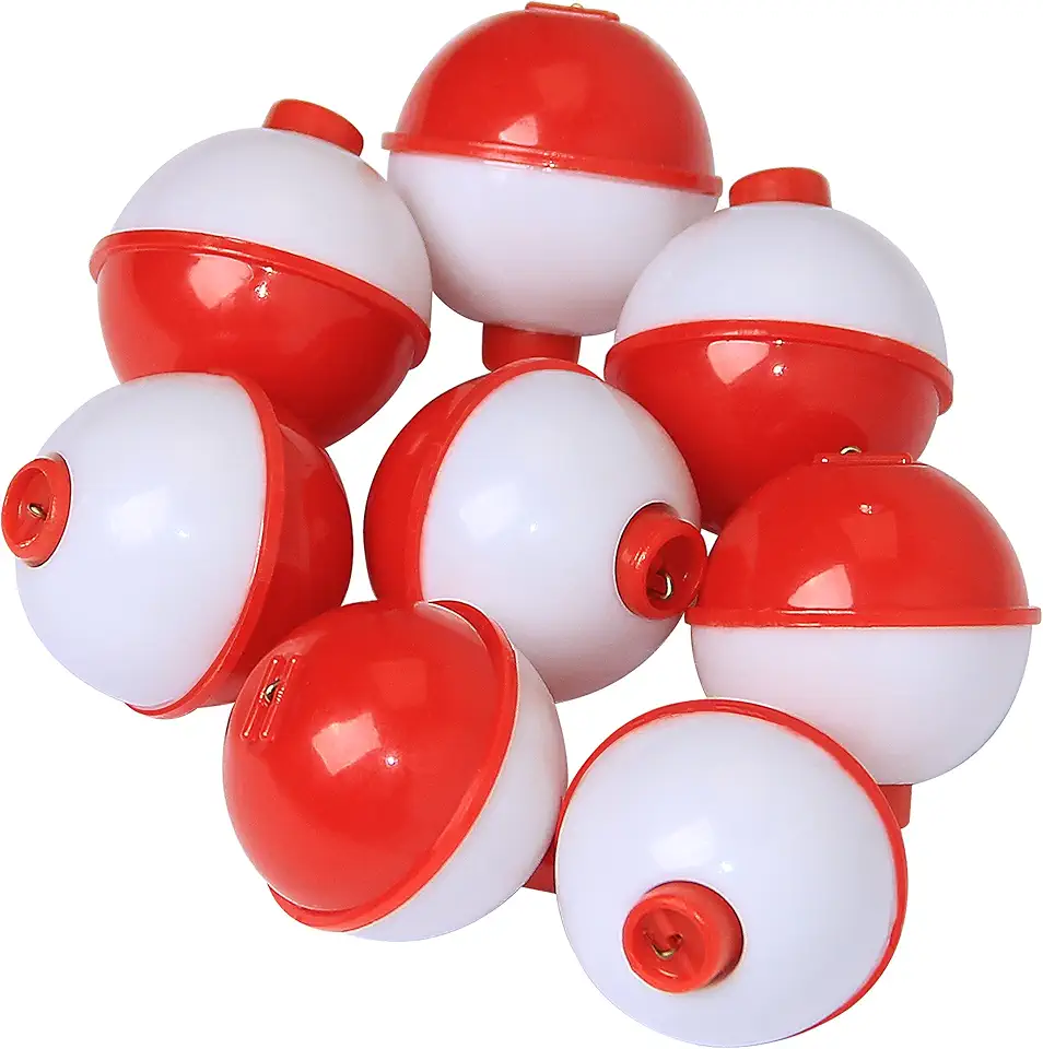 Fishing Bobbers Set Snap Hard ABS on Red/White Fishing Floats Bobbers Push Button Round Buoy Floats Fishing Tackle Accessories Size: 0.5/0.75/1/1.25/1.5/2/2.5 Inch 10pcs-50pcs/lot