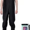 Fishing Chest Waders and Waist Wader Pants for Men, Waterproof PVC Lightweight Bootfoot Black Insulated Wading