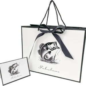 Fishing Gift Bag with Wrapping Paper for Men Women 12.6" Fisher