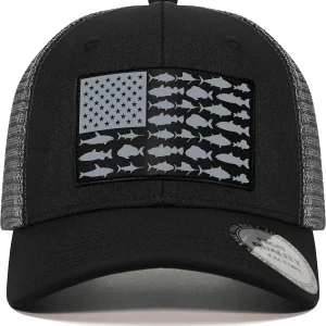 Fishing Gifts for Men Women, Funny Fish Flag Trucker Hat Baseball Cap for Fisherman Unique Stuff