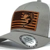 Fishing Gifts for Men Women, Unique Fish Stuff Flag Trucker Hat for Fisherman Best Gift, Black/Grey
