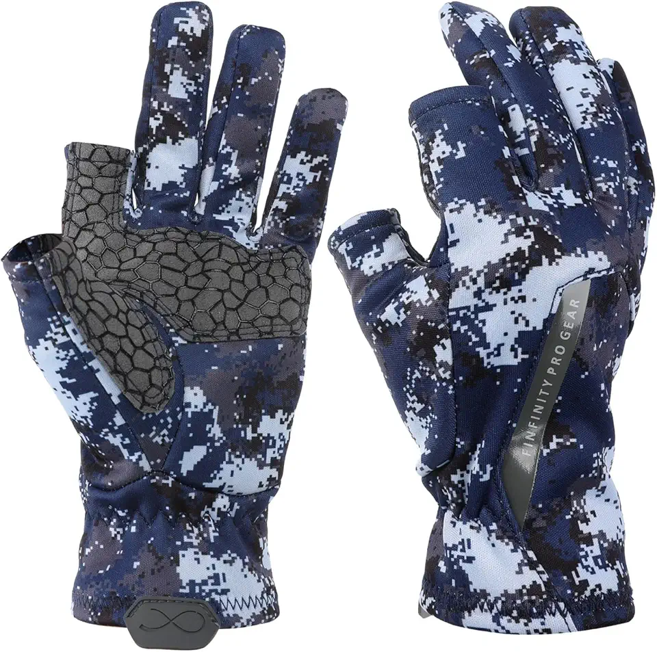 Fishing Gloves - Glove Men Women, Slip Resistant, Salt Fresh Camo Fish Accessories, SPF UV Sun Protection, Cold Hot Weather Breathable, Kayaking Paddling Hiking Sailing Rowing