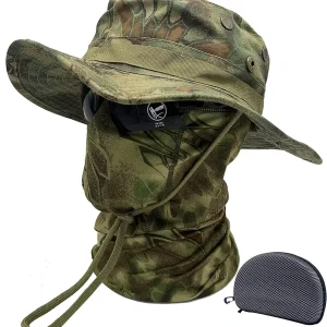 Fishing Hat Boonie Hat Tactical hat Camo Hats Balaclava Headband Glasses Set for Outdoor Sport Unisex