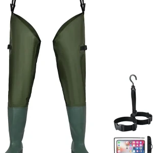 Fishing Hip Waders for Men Women with Boots Waterproof Lightweight 2-Ply PVC/Nylon Bootfoot for Fishing Hunting
