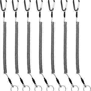 Fishing Lanyard Heavy Duty Retractable Coiled Tether with Carabiner for Pliers, Boating, Tools