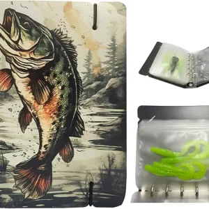 Fishing Lure Bag Binder, Soft Plastic Bait Storage Binder, Saltwater Resistant Tackle Bag with 9 Pocket Sleeves, Organize Storage Lines, Hooks, Sinkers, Rigs, Jigs Bait Bags for Fishing