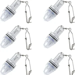 Fishing Lure Light Deep Drop Light Underwater Flashing Strobe LED Lamp Water-Triggered Design Fish Attracting Lamp for Attracting Fish Swordfish Tilefish Halibut Tuna Grouper Blue 2,100 ft Pack of 6