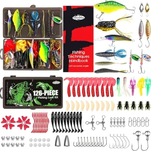 Fishing Lures - 2025 New Tackle Box with Tackle Included, Fishing Kit with VIBs, Frogs, Minnows, Soft Baits, Hooks & Weights Accessories, Freshwater Lure Kit for Bass Walleye Trout