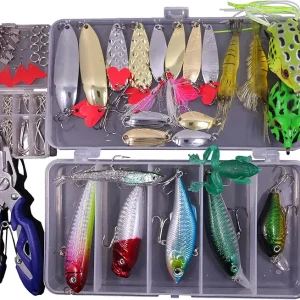 Fishing Lures Freshwater Bait Tackle kit.crankbaits, Soft Lures, Jigs,Spoons and More Fishing Gear Set.Suitable for Bass Trout Salmon.