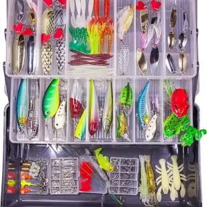 Fishing Lures Freshwater Bait Tackle kit.Tackle Box Including crankbaits topwater Lures,Jigs,Spoons and More Fishing Gear Set.Suitable for Bass Trout Salmon.