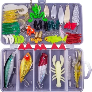 Fishing Lures Freshwater Bait Tackle kit.Tackle Box Including crankbaits topwater Lures,Jigs,Spoons and More Fishing Gear Set.Suitable for Bass Trout Salmon.