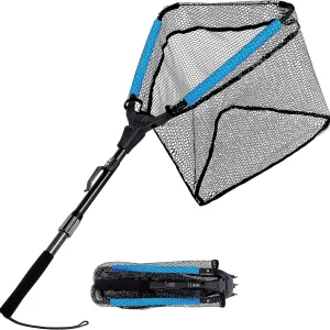 Fishing Net Fish Landing Net, Foldable Collapsible Telescopic Pole Handle, Durable Nylon Material Mesh, Safe Fish Catching or Releasing