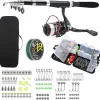 Fishing Pole Combo Set,2.1m/6.89ft 145pcs Fishing Accessories Kit Collapsible Rods Spinning Reel High Speed Reels Fishing line ministoream