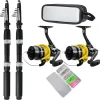 Fishing Pole Combo Set,2.1m/6.89ft 2PCS Collapsible Rods 2PCS Spinning Reels Lures Set Carrier Bag Fishing Rod Reel Combos