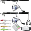 Fishing Pole Combo Set,2PCS Collapsible Rods 2PCS Spinning Reels Mono Fishing line Come Setup Already?Including 4PCS Minnow, Fishing Plier? ministoream