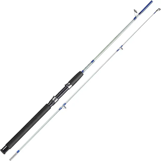 Fishing Rod, 2-Piece Composite Graphite & Glass Blanks Saltwater Trolling Rod Offshore Surf Fishing Pole with Stainless Steel Line Guides for Catfish, Salmon Glass Fiber Spinning Rod