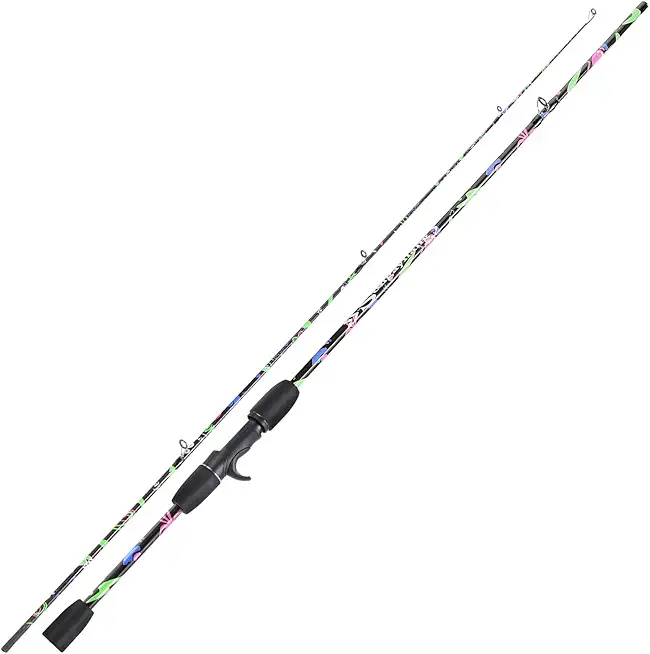 Fishing Rod, 2-Piece Graphite Composite Blank/Fiber Glass Spinning & Casting Rod with EVA Grip, Smooth Transition Fishing Pole