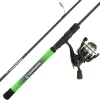 Fishing Rod and Reel Combo - Carbon Pole with Pre-Spooled Spinning Reel and Golf Grip Handle for Bass, Trout, Salmon, or Catfish by Wakeman