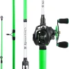 Fishing Rod and Reel Combo, Medium Heavy Fishing Pole with Baitcasting Reel Combo, 2-Piece Baitcaster Combo