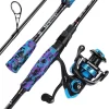 Fishing Rod and Reel Combo, Stainless Steel Guides Fishing Pole with Spinning Reel Combo for Bass Fishing
