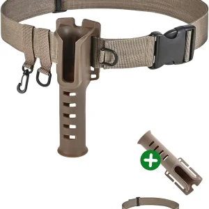 Fishing Rod Holder Belt - Adjustable Waist Wading Belts for Men with Portable Pole Inserter for Spinning Casting Reel, Outdoor Surf Kayak Fly Fishing Gear Accessories Wader Strap