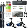 Fishing Rod Reel Combos, 2 Pack 2.1m/6.89ft Telescopic Fishing Poles with Spinning Reels Fishing Lures Fishing Pliers and Travel Bag for Saltwater Freshwater Beginner Fishing Tackle Set