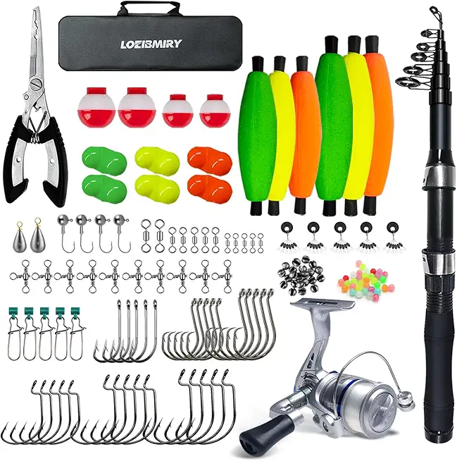 Fishing Rod Reel Combos, 2.1m/6.89ft Telescopic Fishing Poles and Spinning Reels Set Sea Saltwater Freshwater Ice Bass Fishing Tackle Gear Set Fishing Rods Kit