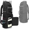 Fishing Rods & Reels Backpack - Holds 8 Rods & Reels, Fishing Gear Bag with Tackle Box Compartment, Black