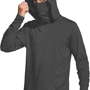 Fishing Shirts for Men Hooded Sun Shirt with Mask Long Sleeve UPF 50 Rash Guards Cooling Lightweight Hoodies